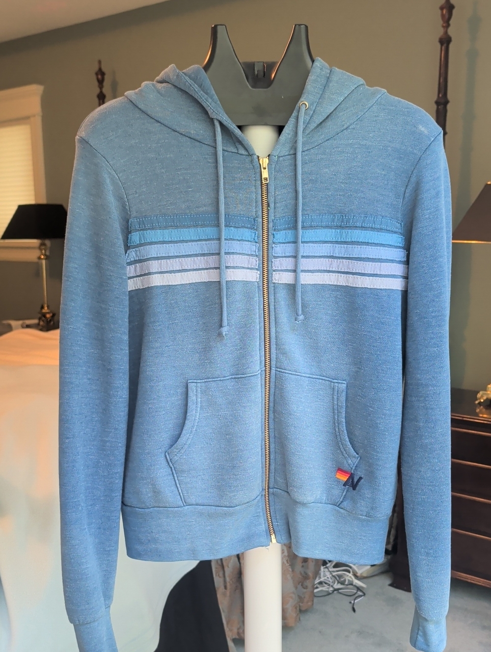 Aviator Nation 5 Stripe Hoodie - Faded Water (Unisex)